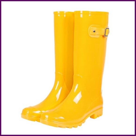 Knee High Rain Boots Narrow Calf Waterproof PVC Fashion Tall Shoes - Picture 3 of 7